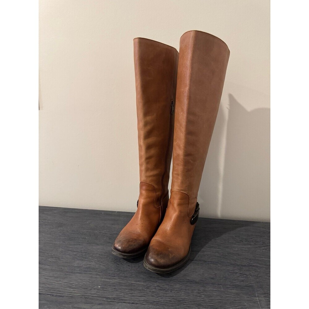 Vince Camuto Tall Valero Riding Boots Cognac Brown Leather 7.5 - Picture 1 of 11